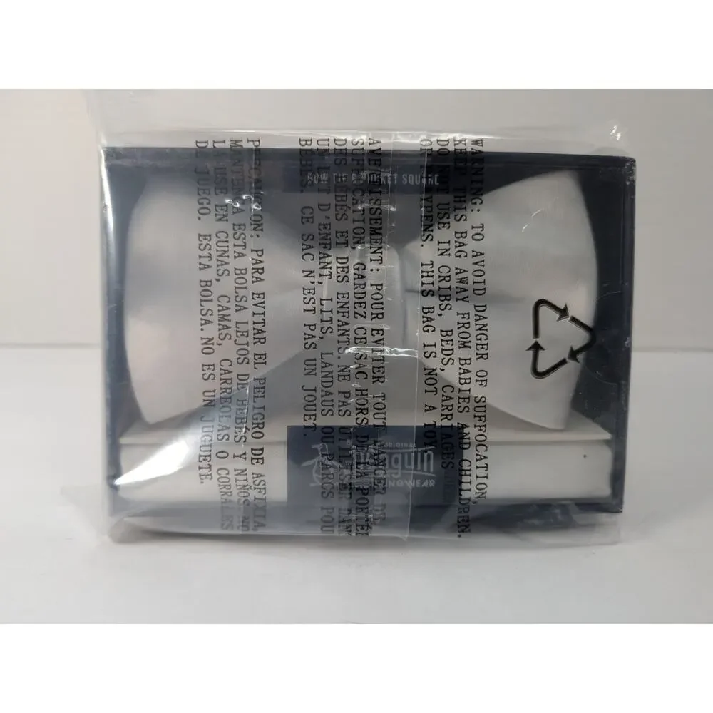 Original Penguin Bow Tie & Pocket Square‎ Set Choice of White or Plum / Eggplant